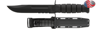 Picture of Full Size Black KA-BAR®, Partially Serrated with Hard Plastic Sheath
